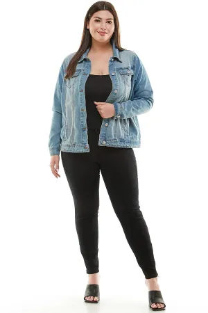 Womens Plus Size Original Trucker Denim Jacket