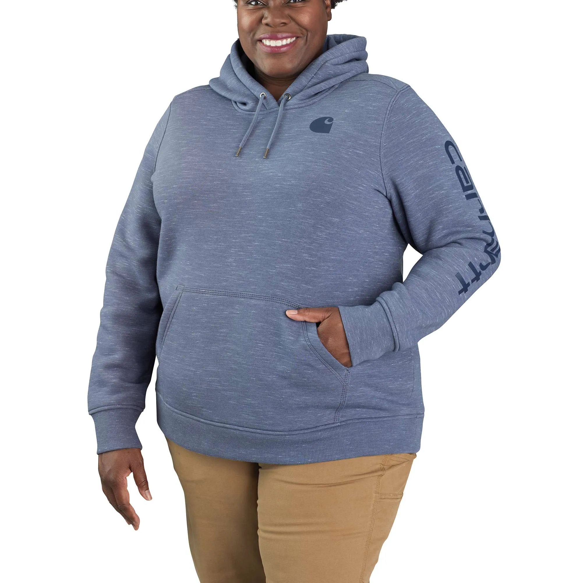 Women's Relaxed Fit Midweight Logo Sleeve Graphic Hoodie