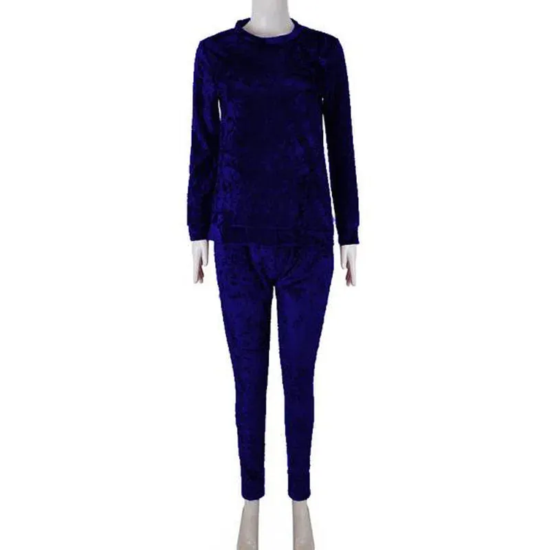 Women's Velvet Tracksuit Two Piece Set Winter Velour Tracksuit Sweat Suit 2 Piece Outfits