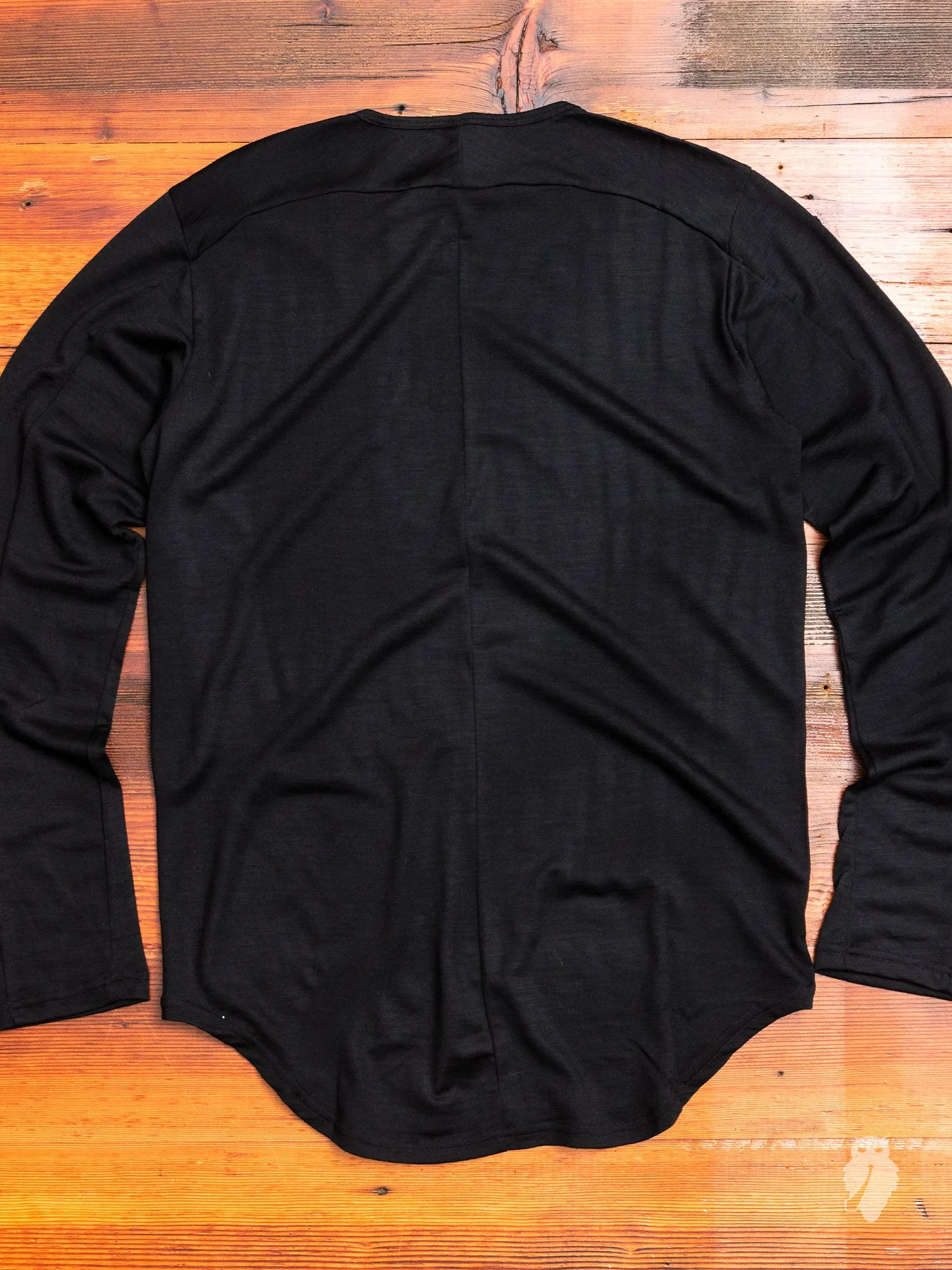 Wool Long Sleeve T-Shirt in Black