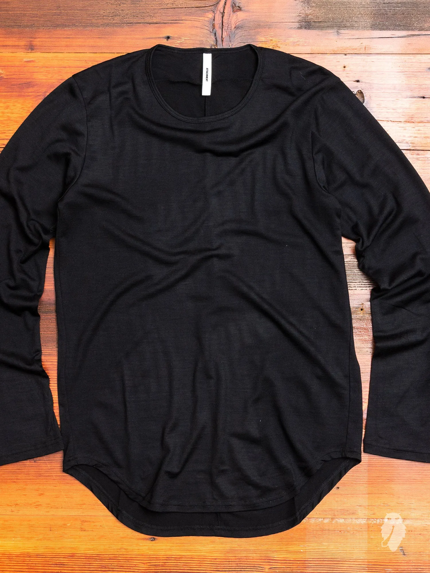 Wool Long Sleeve T-Shirt in Black
