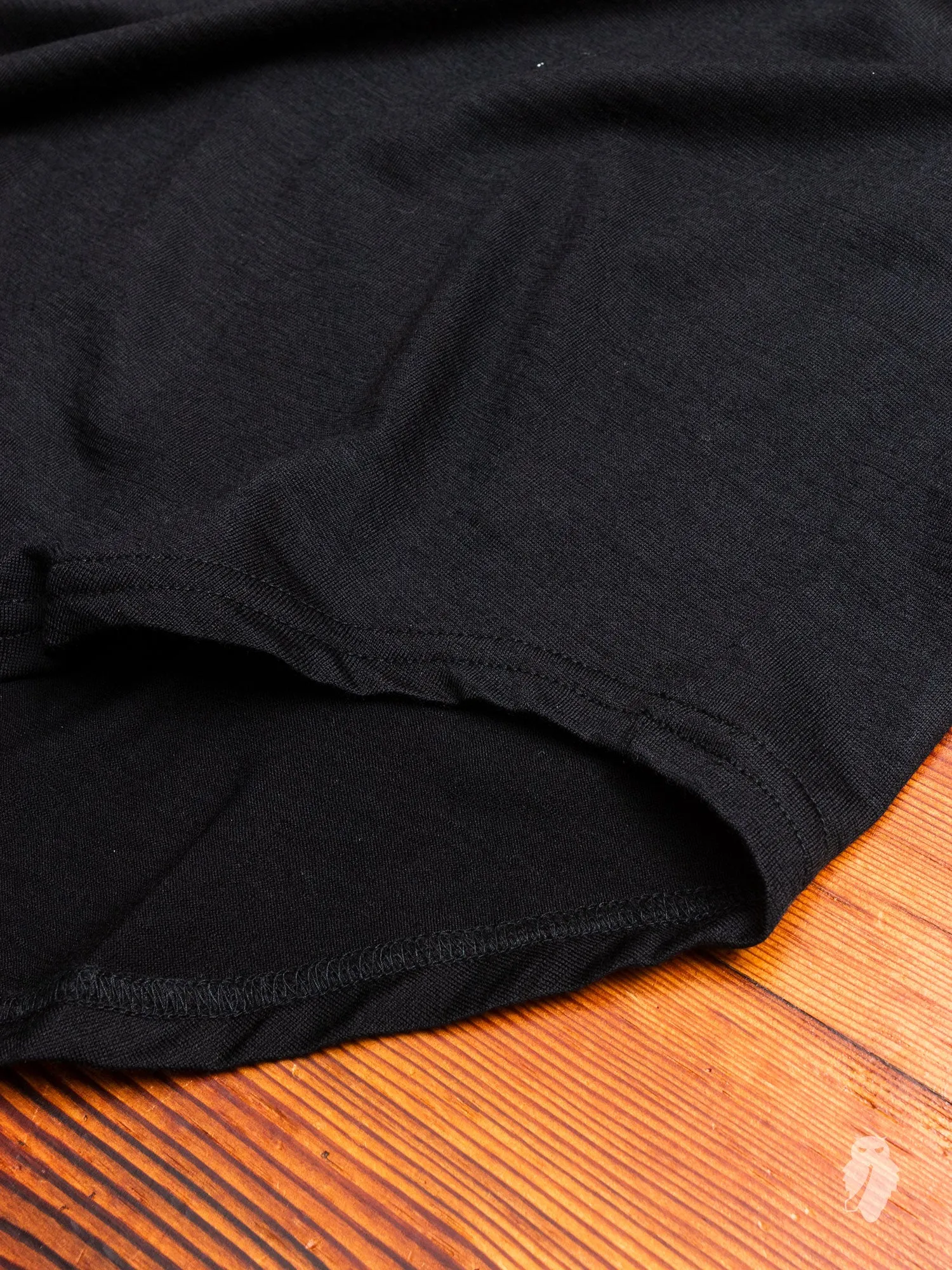 Wool Long Sleeve T-Shirt in Black