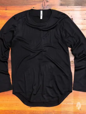 Wool Long Sleeve T-Shirt in Black