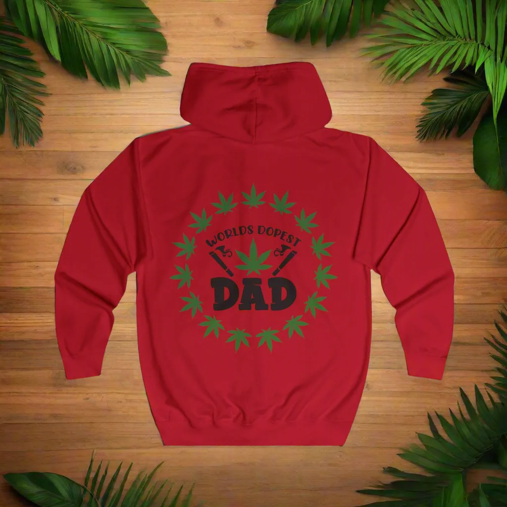 World's Dopest Dad Typographical Art Full Zip Hoodiepockets