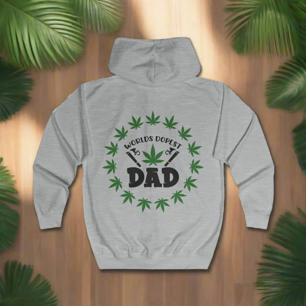 World's Dopest Dad Typographical Art Full Zip Hoodiepockets