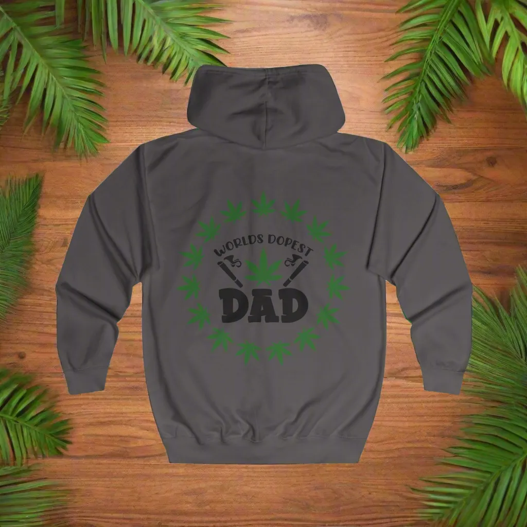World's Dopest Dad Typographical Art Full Zip Hoodiepockets