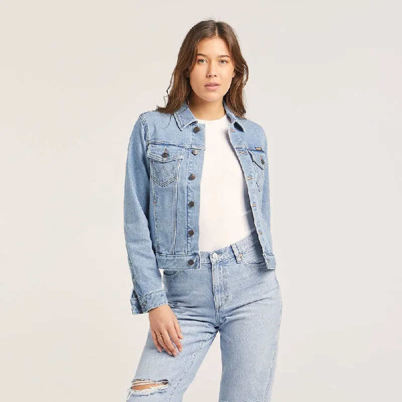 WRANGLER CLASSIC TRUCKER WOMENS DENIM JACKET - LIGHT STONE