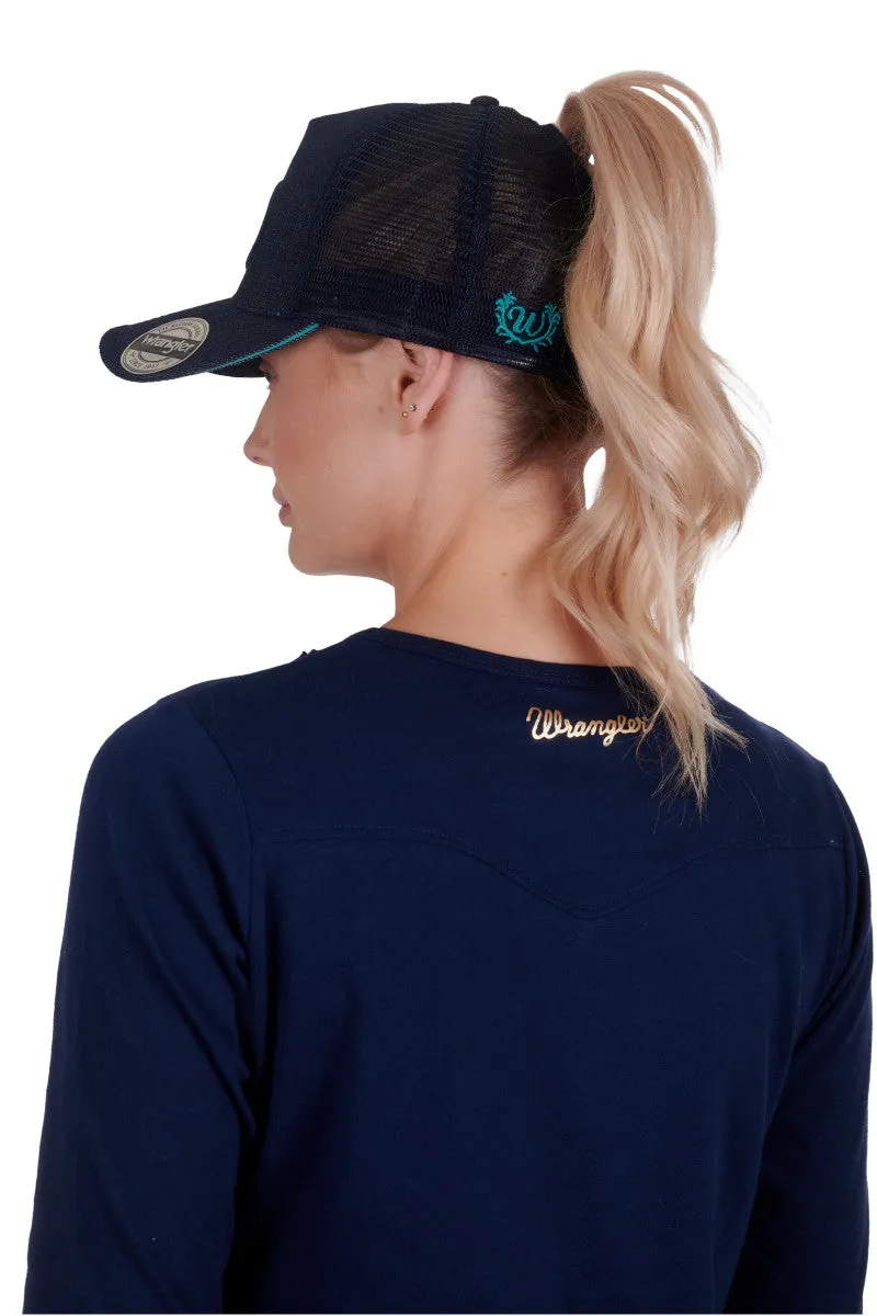 Wrangler Nat High Profile Ponytail Trucker Cap - Navy