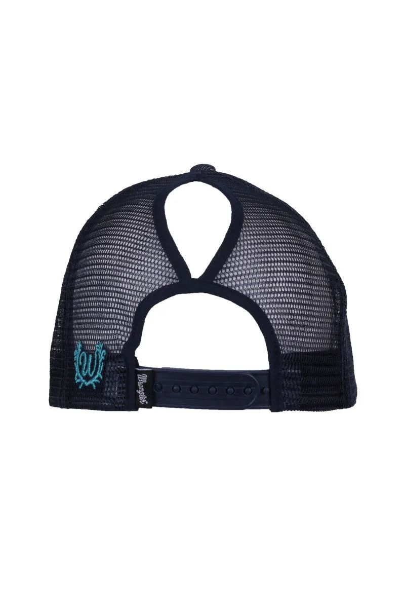 Wrangler Nat High Profile Ponytail Trucker Cap - Navy