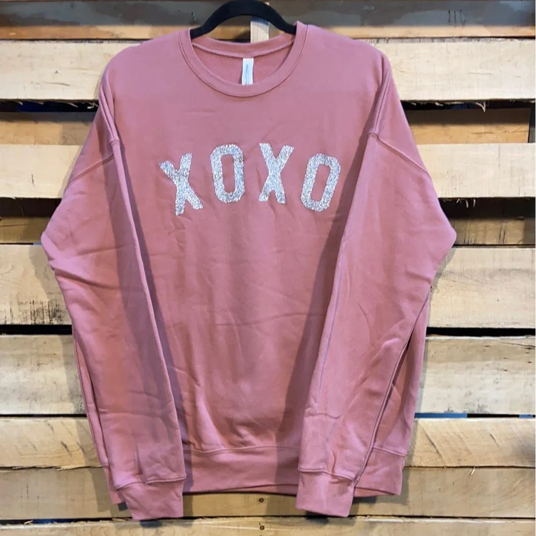 Xoxo silver glitter graphic pullover