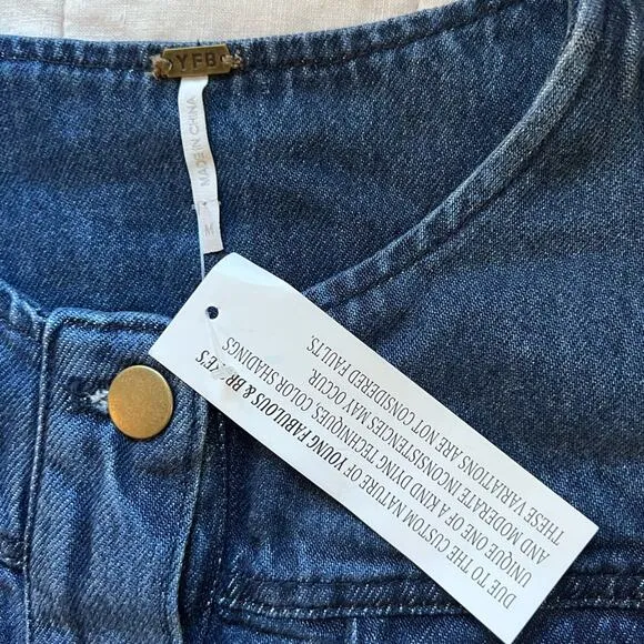 YFB Soft Lyocell/Modal Collarless Denim Trucker Jacket Coastal Cowgirl - Medium