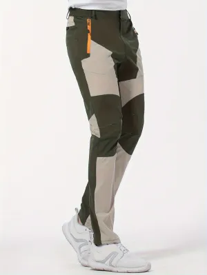 Yomego Men's Lightweight Outdoor Sports Pants - Elastic Waist, Slim Fit Color Block with Zipper Pockets, Nylon Blend for Hiking, Camping, Fishing, Autumn Sportswear | Articulated Design | Fabric, Hiking Pants