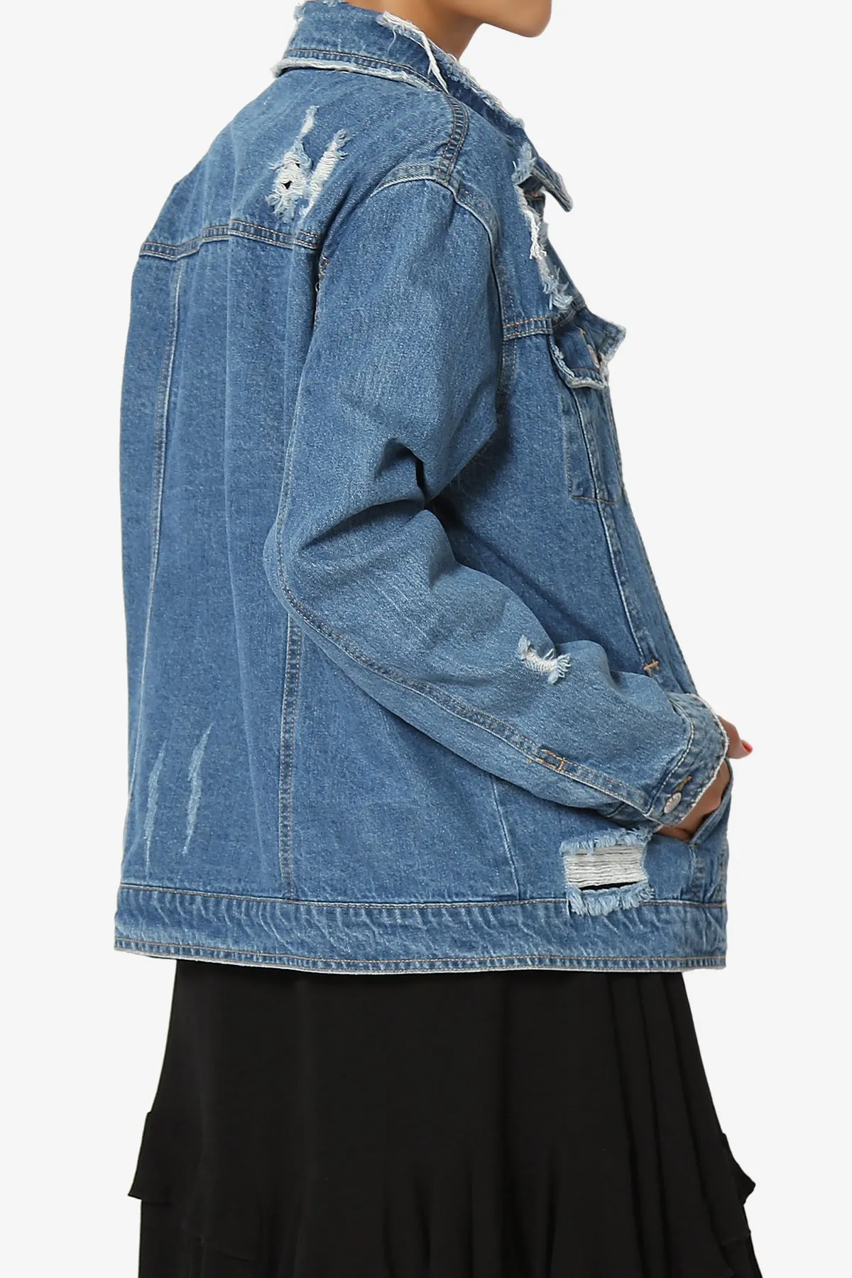 Zorya Distressed Boyfriend Denim Jacket